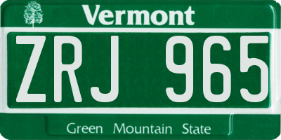 VT license plate ZRJ965