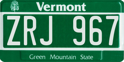 VT license plate ZRJ967
