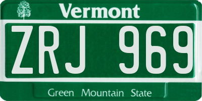 VT license plate ZRJ969