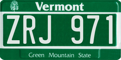 VT license plate ZRJ971
