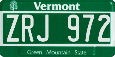 VT license plate ZRJ972