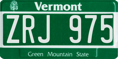 VT license plate ZRJ975