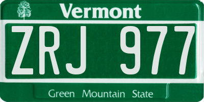 VT license plate ZRJ977