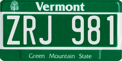 VT license plate ZRJ981