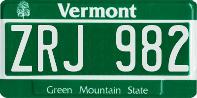VT license plate ZRJ982