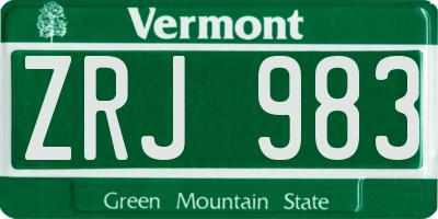 VT license plate ZRJ983