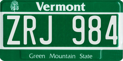 VT license plate ZRJ984