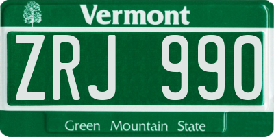 VT license plate ZRJ990