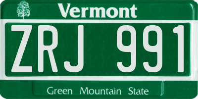 VT license plate ZRJ991