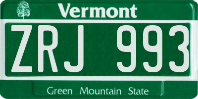 VT license plate ZRJ993