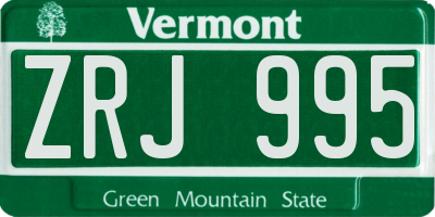 VT license plate ZRJ995