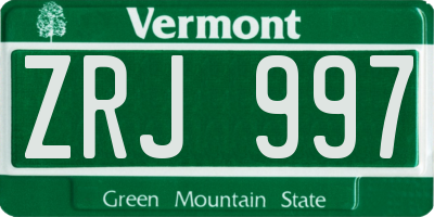 VT license plate ZRJ997