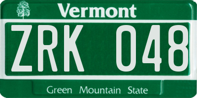 VT license plate ZRK048