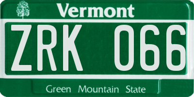 VT license plate ZRK066