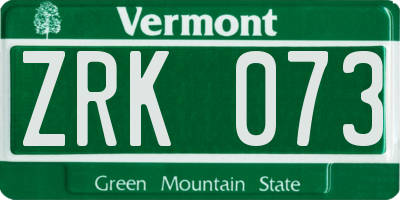 VT license plate ZRK073