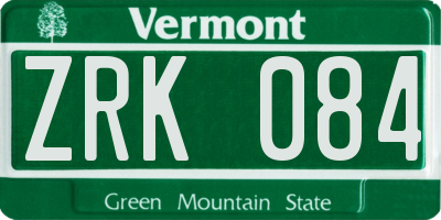 VT license plate ZRK084