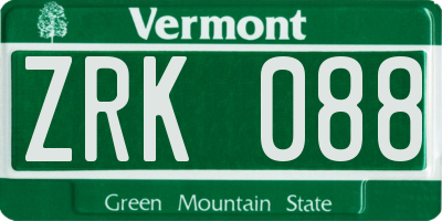 VT license plate ZRK088