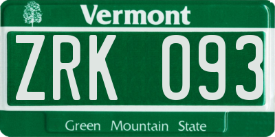VT license plate ZRK093