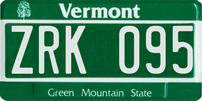 VT license plate ZRK095