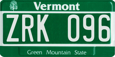 VT license plate ZRK096