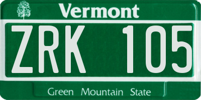 VT license plate ZRK105