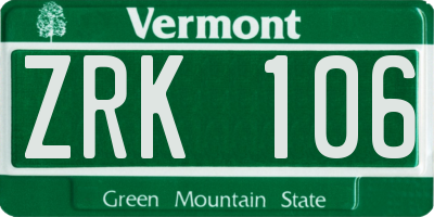 VT license plate ZRK106