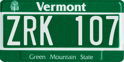 VT license plate ZRK107