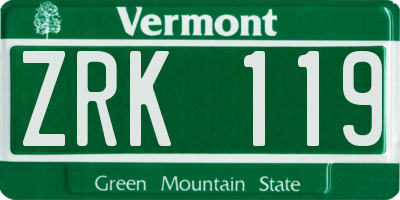 VT license plate ZRK119