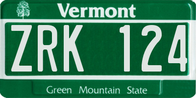 VT license plate ZRK124