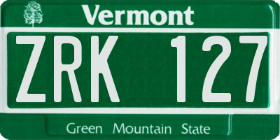 VT license plate ZRK127