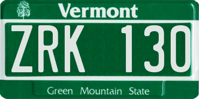 VT license plate ZRK130