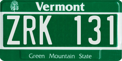 VT license plate ZRK131