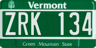 VT license plate ZRK134