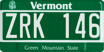 VT license plate ZRK146
