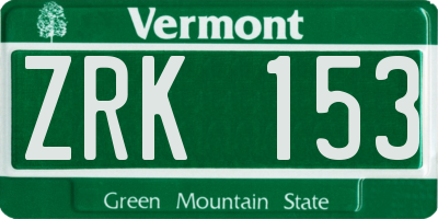 VT license plate ZRK153