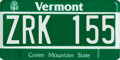 VT license plate ZRK155