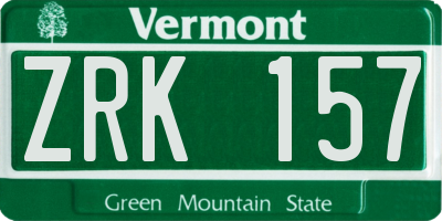 VT license plate ZRK157