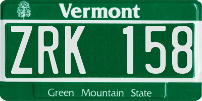 VT license plate ZRK158