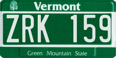VT license plate ZRK159