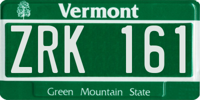 VT license plate ZRK161