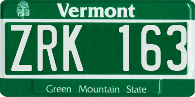 VT license plate ZRK163