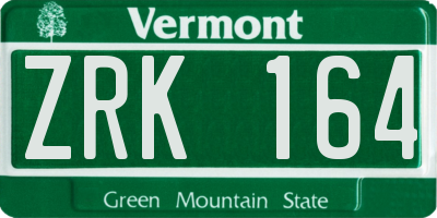 VT license plate ZRK164