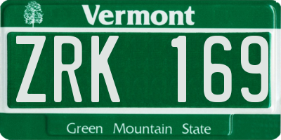 VT license plate ZRK169