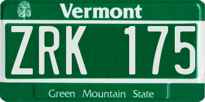 VT license plate ZRK175