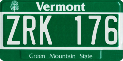 VT license plate ZRK176