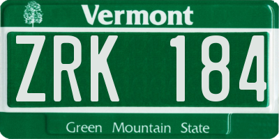 VT license plate ZRK184