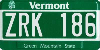 VT license plate ZRK186