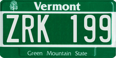 VT license plate ZRK199
