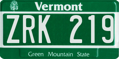 VT license plate ZRK219