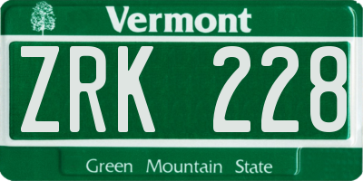 VT license plate ZRK228